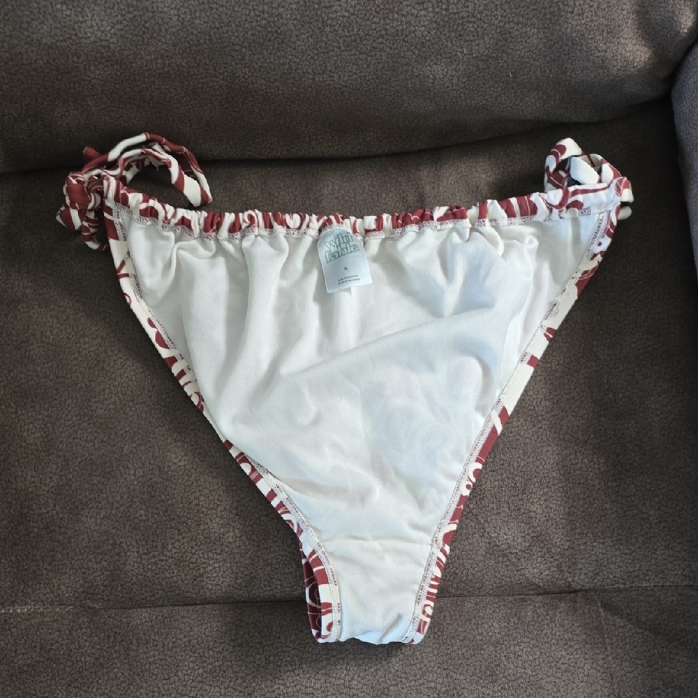 Bergundy And White Patterned Bikini - image 2